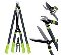 Kinzo Lot de 3 sécateurs | Sécateur Bypass 67 cm, taille-haie 52 cm, cisaille à bypass 19 cm | Parfait pour les coupes de haies, arbres, buissons et arbustes