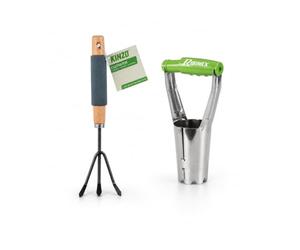 KINZO Pack Plantation & Sol - Plantoir à Bulbes Automatique BMI + Griffe de Jardin 3 Dents Manche Mousse Soft Grip