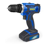 Kinzo Perceuse Visseuse Sans Fil - Visseuse Devisseuse avec Vitesse Variable - Perceuse pour Bois Métal Plastique - LED Intégrée - Batterie Li-Ion Rechargeable - 14.4V 1300mAh - Bleu