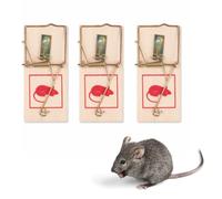 Kinzo Pièges à Souris Lot de 3 - Tapett à Mécanisme d'Impact - Lutte Contre Les Souris - Bois, Brun