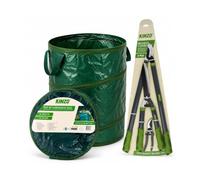 KINZO Sacs à Déchets de Jardin Robustes 120 L, Kit Ébrancheur Bypass + Sécateur + Cisaille à Haie