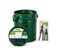 KINZO Sacs à Déchets de Jardin Robustes 120 L, Lot de 2 Ciseaux de Jardin 21cm et 16cm