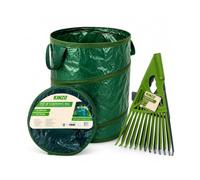 KINZO Sacs à Déchets de Jardin Robustes 120 L, Râteau Ramasseur Feuilles Lot de 2