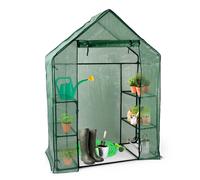 Kinzo Serre de Jardin 143 x 73 x 195 cm - Mini Serre avec 6 Étagères - Abri de Jardin en Kit - Serre de Terrasse pour Potager et Fleurs - Transparent et Vert
