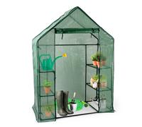 Kinzo Serre de Jardin 143 x 73 x 195 cm Mini Serre avec 6 Étagères - Abri de Jardin en Kit - Transparent et Vert