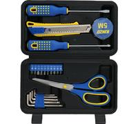 Kinzo set d'outils 21 pièces - boîte à outils remplie - 2x tournevis, ciseaux, couteau, clé Allen, ruban adhésif, embouts