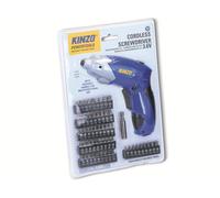 Kinzo Tournevis Électrique - avec Coffret d’Embouts - Batterie - 54 Embouts - Incluant Fente (Plat), Torx, Phillips, Pozidriv et Allen - 3,6 V
