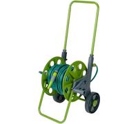 Kinzo Tuyau d'arrosage avec chariot - Incl. 30 m de tuyau, 4 raccords & buse d'arrosage - Tuyau flexible avec poignée - Pour le jardin, le nettoyage & la voiture - Design robuste - Vert