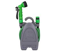 Kinzo Tuyau d'arrosage flexible 10 m - Avec accessoires et support de tuyau d'arrosage - Buse avec 7 modes de pulvérisation - Plastique - Vert/gris
