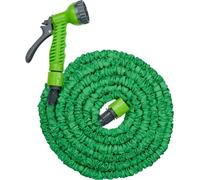 Kinzo Tuyau d'arrosage flexible 10M - embout de tuyau inclus - Tuyau flexible avec tête de pulvérisation avec 7 positions de pulvérisation - plastique - vert/gris