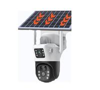 KinZon 2K Dual-Lens Solar Security Camera, 360° Pan/90° Tilt PTZ Outdoor WiFi Cam with Full-Color Night Vision, AI Human Detection, 10400mAh Battery, IP66 Waterproof, Two-Way Audio, Spotlight & Siren