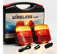 KinZon LED 2 x Feux Arrière Base Aimanté Sans Fil, E11 Marqué Homologué de camion magnétiques sans câble Wireless Pour Auto Camion Tracteur Remorque Caravane