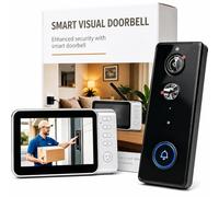 KinZon Sonnette Vidéo sans Fil avec Écran 4,5", Batterie 4000mAh, HD 720P, Audio Full Duplex, Vision Nocturne, Angle 170°, IP65, Enregistrement TF(Non Inclus), sans Perçage