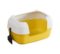 KIOALXZ Bac à litière pour Chat d'intérieur : spacieux et Ouvert sur Le Dessus, avec des Bords Hauts pour Limiter Les Projections de litière et améliorer, Jaune, 48 x 24.7 x 28.7 cm