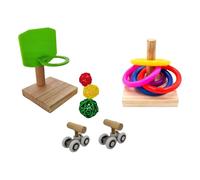 KIOALXZ Jouets interactifs pour perroquets : Anneaux à empiler, Ballon de Basket et Patins à roulettes pour des Aventures captivantes la Maison, Jouets