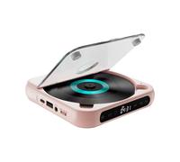 KIOALXZ Lecteur CD de Bureau avec écran LED Compact et Batterie Rechargeable. Écoutez de la Musique Partout avec Vous : CD Audio et clés USB sans Fil, Rose, 135 x 135 x 25 mm