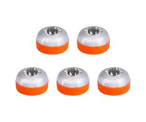 Kioball 5Pcs V16 Feux de Signalisation LED d'urgence Blancs et Jaunes avec Une Base Magnétique, Lampe de Sécurité Routière