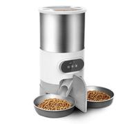 Kioball Distributeur Automatique de Nourriture pour et Chiens de 4,5 L, Bol Simple/Double en Acier Inoxydable, Alimentation pour Animaux de Compagnie pour Aliments Secs