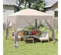 KioGro 3x3m Tonnelle de Jardin Extérieur, Pergola Résistante à l'eau et au Froid avec 4 Moustiquaire, Barnum Anti-UV Respirable Tente de Réception Cadre, Beige