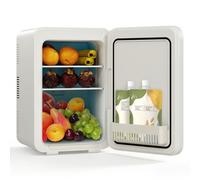 KioGro Mini Frigo de chambre,10 Litres/12 Canettes,AC/DC,Faible Bruit,12V 240V,Petit Frigo avec Étagères Réglables,Fonction Chaud/Froid (Beige)