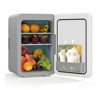 KioGro Mini Frigo de chambre,10 Litres/12 Canettes,AC/DC,Faible Bruit,12V 240V,Petit Frigo avec Étagères Réglables,Fonction Chaud/Froid,pour Nourriture,Boissons,Cosmetique,Maison,Dortoir,Voiture,Gris