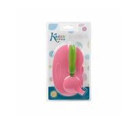 Kiokids Double Bol Antidérapant avec Cuillère Rose Vert 1ut