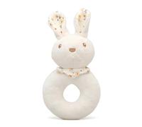 KIOKIDS Hochet en peluche lapin pour bébé | Jouet sensoriel avec son doux | Toucher extra agréable | Convient dès la naissance | Facile à tenir | Design unisexe lavable | Premier cadeau pour bébé