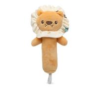 KIOKIDS | Hochet en peluche lion pour bébé | Doux et sûr dès la naissance | Stimule l'oreille, le toucher et la coordination | Facile à saisir par les petites mains | Lavable et adapté aux nouveau-nés