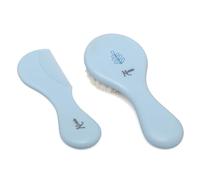 Kiokids | Peigne bleu Set 2 pièces | Brosse extra douce à poils naturels | Poignée ergonomique | Idéal pour la peau et les cheveux délicats des bébés | Parfait pour Layette
