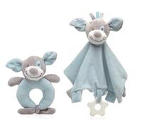 Kiokids Set Bleu Doudou Et Hochet Chien