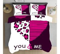 Kioldoq Amour Cœur Housse De Couette Adulte, Romantique Valentin Parure De Lit Fermeture Eclair, Moderne Esthétique Linge De Lit 200 x 200 cm Microfibre 2 Personne 3 Pièces avec 2 Taies D'oreillers