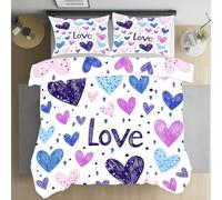Kioldoq Amour Cœur Linge De Lit 220x240 Adulte, Romantique Valentin Housse De Couette Fermeture Éclair, Moderne Esthétique Parure De Drap, Parure De Lit Microfibre avec 2 Taies d'oreiller