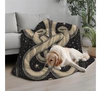 Kioldoq Ciel Étoilé Plaid Canapé 160x200 cm, Serpent Animaux Couverture Polaire, Noir Et Blanc Jeté De Canape Ete, Plaid Douce 2 Persornes, Couverture Chaude Pique Nique