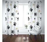 Kioldoq Empreintes De Pattes Rideaux Salon 117x183cm, Chien Chiot Rideaux Occultant Thermique Isolant, Animaux Pentacle Curtains A Oeillets Occultants, Draperies Opaque Intérieurs Chambre