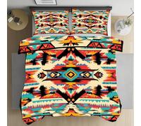 Kioldoq Geometrique Diamant Parure De Lit Microfibre, Maroc Tradition Housse De Couette fermeture éclair 140x200, Ethnique Tribal Parure De Couette, Linge De Lit, Drap Lit Et 2 Taies D'oreillers 65x65