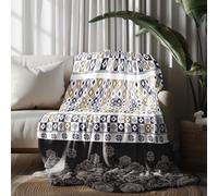 Kioldoq Geometrique Diamant Plaid Polaire 220x240 cm, Grille Ethnique Couverture Canapé 2 Persornes, Tribal Impression Jeté De Canape Grande, Couverture Chaude, Legere Plaid Flanelle Douce