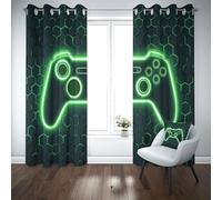 Kioldoq Jeux Vidéo Rideau Opaque Chambre 140x225cm, Manette De Jeu Draperies A Oeillets Occultants, Rideau Brise Vue Gamer Hexagone Rideaux Thermiques Isolants Anti Froid Et Chaleur
