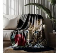 Kioldoq Léopard Thème Plaid Polaire 200x230 cm, Sauvage Animaux Couverture Canapé 2 Persornes, Motif Fleur Jeté De Canape Grande, Couverture Chaude, Legere Plaid Flanelle Douce