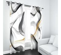 Kioldoq Moderne Stripes Rideau Opaque Chambre 140x225cm, Art Abstrait Draperies A Oeillets Occultants, Rideau Brise Vue Noir Et Blanc Rideaux Thermiques Isolants Anti Froid Et Chaleur