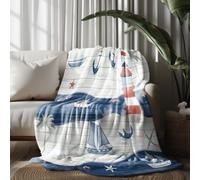 Kioldoq Océan Ancre Plaid Polaire 220x240 cm, Mer Bateau Couverture Canapé 2 Persornes, Phare Plank Jeté De Canape Grande, Couverture Chaude, Legere Plaid Flanelle Douce