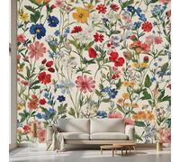 Kioldoq Papier Peint Chambre Adulte Fleuri Vert, Stickers Meuble Motif Fleur, Papier Peint Intissé Floral Botanique Vinyle Autocollant Pour Salon Porte Placard Décoration Murale 360x250 cm