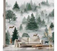 Kioldoq Papier Peint Chambre Adulte Motif Botanique, Stickers Meuble Vert Arbre, Papier Peint Intissé Forêt Plante Vinyle Autocollant Pour Salon Porte Placard Décoration Murale 250x175 cm