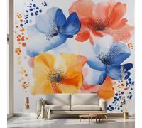 Kioldoq Papier Peint Chambre Adulte Motif Fleur, Stickers Meuble Floral Botanique, Papier Peint Intissé Aquarelle Art Vinyle Autocollant Pour Salon Porte Placard Décoration Murale 250x175 cm