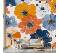 Kioldoq Papier Peint Chambre Adulte Motif Fleur, Stickers Meuble Floral Botanique, Papier Peint Intissé Peinture À L'huile Vinyle Autocollant Pour Salon Porte Placard Décoration Murale 360x250 cm