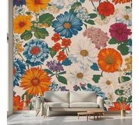Kioldoq Papier Peint Chambre Adulte Motif Fleur, Stickers Meuble Floral Botanique, Papier Peint Intissé Fleuri Rural Vinyle Autocollant Pour Salon Porte Placard Décoration Murale 360x250 cm
