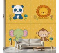 Kioldoq Papier Peint Chambre Adulte Panda Lion, Stickers Meuble Dessin Animé, Papier Peint Intissé Éléphant Animaux Vinyle Autocollant Pour Salon Porte Placard Décoration Murale 250x175 cm