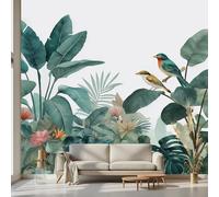 Kioldoq Papier Peint Intissé Arbre Botanique, Papier Peint Panoramique Tropical Oiseau, Stickers Meuble Feuilles De Palmier Pour Salon Chambre Porte Placard Décoration Murale 200 x 140 cm