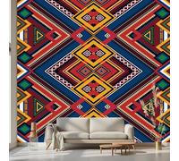 Kioldoq Papier Peint Intissé Aztèque Tribal, Papier Peint Panoramique Geometrique Diamant, Stickers Meuble Exotique Ethnique Pour Salon Chambre Porte Placard Décoration Murale 400 x 280 cm