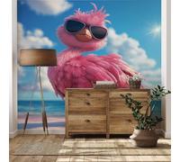 Kioldoq Papier Peint Intissé Flamant Rose, Papier Peint Panoramique Oiseau Tropical, Stickers Meuble Animaux Pour Salon Chambre Porte Placard Décoration Murale 200 x 140 cm