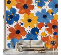 Kioldoq Papier Peint Intissé Floral Botanique, Papier Peint Panoramique Motif Fleur, Stickers Meuble Peinture À L'huile Pour Salon Chambre Porte Placard Décoration Murale 200 x 140 cm